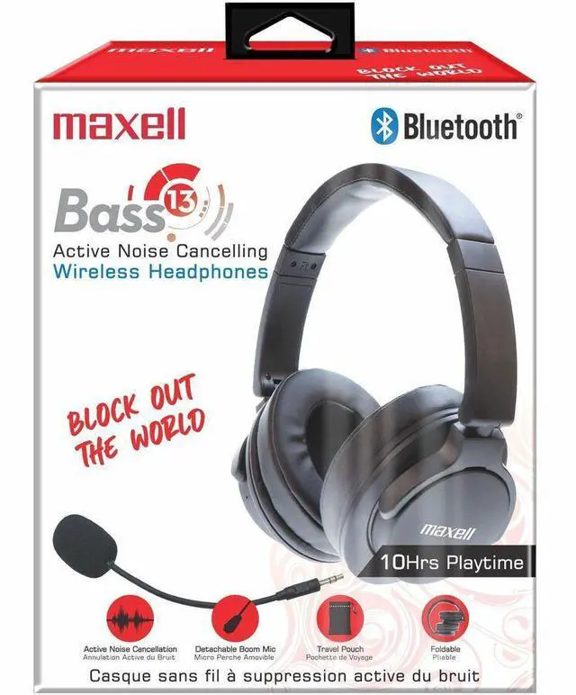 Alt view image 5 of 12 - Maxell Bass 13 Wireless Bluetooth Headphones Black - Stereo - Wireless - Bluetooth - Over-the-head - Binaural - Circumaural - Black