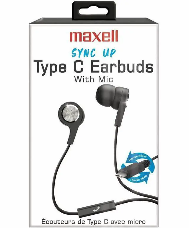 Alt view image 10 of 10 - Maxell 199261 Sync Up Type-C Wired Earbuds with Microphone, Black