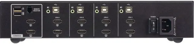 Alt view image 2 of 3 - ATEN 4-Port USB HDMI Dual Display Secure KVM Switch (PSD PP v4.0 Compliant) - 4 Computer(s) - 1 Local User(s) - 3840 x 2160 - 50 Hz, 60 Hz - 6 x USB - 10 x DisplayPort - Desktop