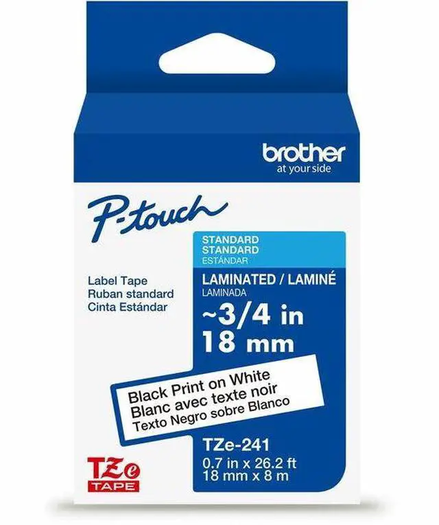 Main image of Brother P-touch TZe Laminated Label Tape - - DiameterTape - White - Laminated - Easy to Read, Temperature Resistant, Customizable, Long Lasting, Peeling Resistant, Fade Resistant - 26.20 ft Roll Lengt