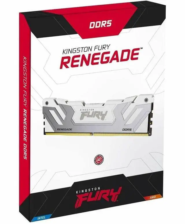 Alt view image 2 of 11 - Kingston FURY Renegade RAM Module - 48 GB (2 x 24GB) - DDR5-8800/PC-70400 DDR5 SDRAM - 8800 MHz Single-rank Memory - CL42 - 1.40 V - On-die ECC - Unbuffered - 288-pin - CUDIMM - Lifetime Warranty