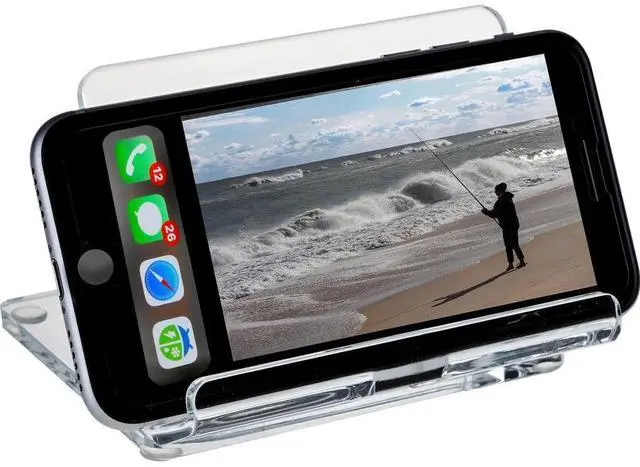 Alt view image 2 of 13 - Kantek Mobile Phone Stand - Portrait, Landscape - Acrylic - Clear - Adjustable Angle, Foldable, Non-skid Feet - 1 Each