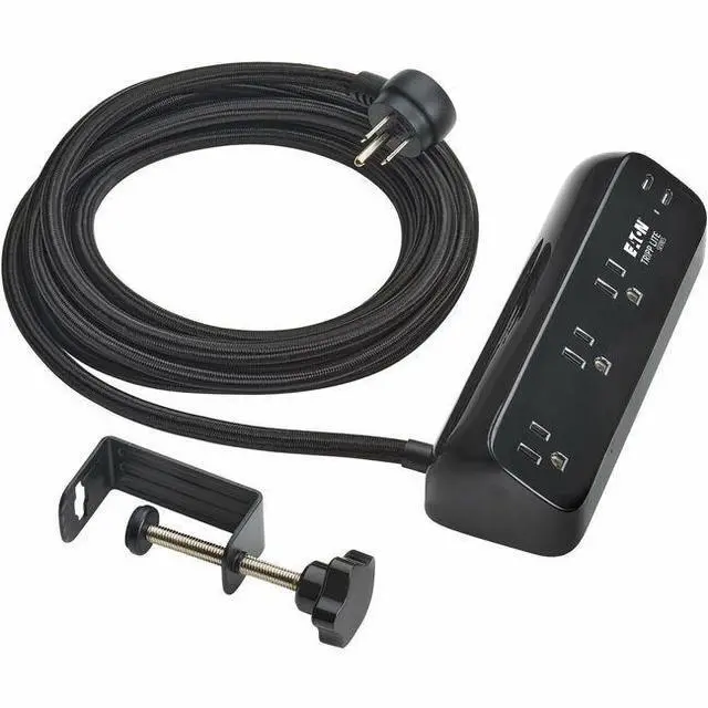 Main image of Eaton Tripp Lite Series Protect It! 3-Outlet Surge Protector with 2 USB-C Ports - 5-15R Outlets, 900 Joules, 30W PD Charging, Desk Clamp, 10 ft. (3 m) Braided Cord, Black - Black - NEMA 5-15P - 3 x NE