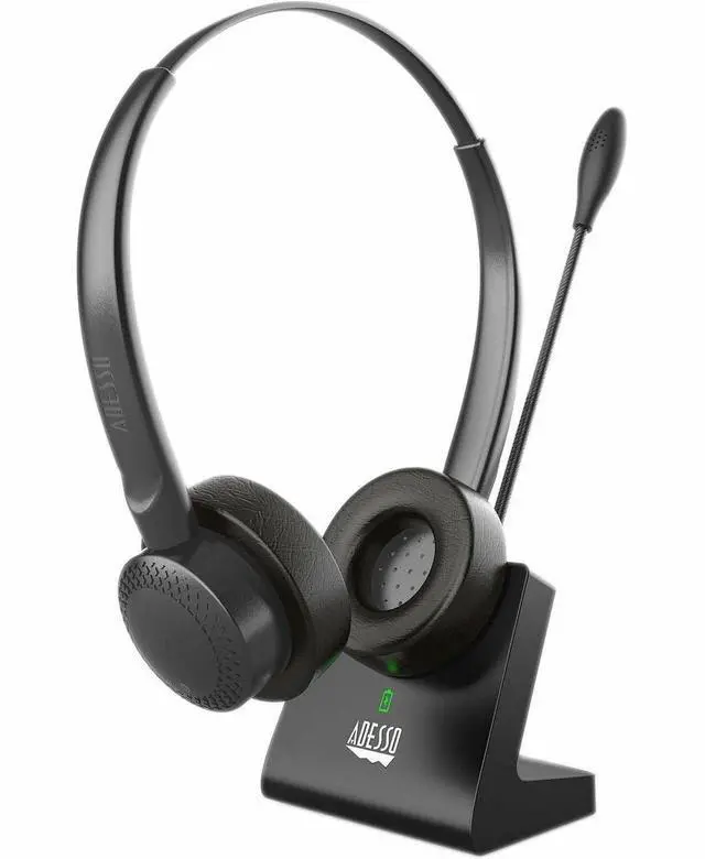 Alt view image 7 of 8 - Adesso Xtream P400 Wireless Multimedia Headset with Charging Dock - Stereo - Mini-phone (3.5mm) - Wireless - Bluetooth - 32 Ohm - 20 Hz to 20 kHz - Over-the-head - Binaural - Supra-aural