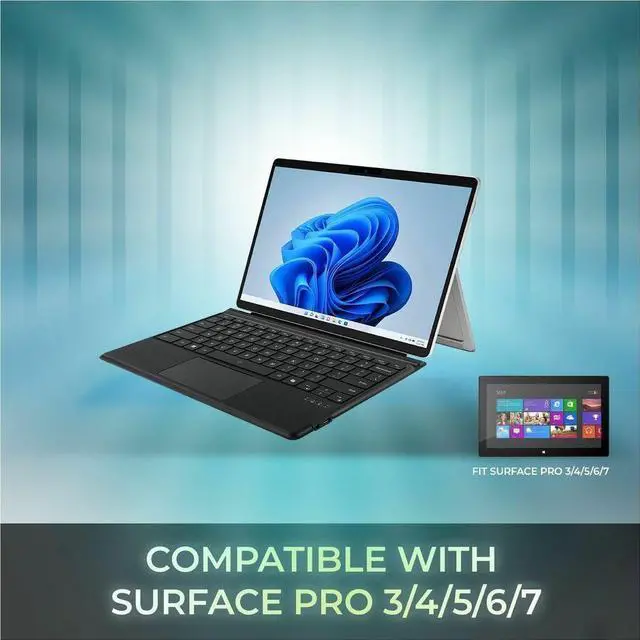 Alt view image 2 of 15 - Adesso Portable Keyboard/Cover Case for 12.9" Microsoft Surface Pro 3, Surface Pro 4, Surface Pro 6, Surface Pro (5th Gen), Surface Pro 7 Tablet - English (US) Keyboard - Aluminum Body