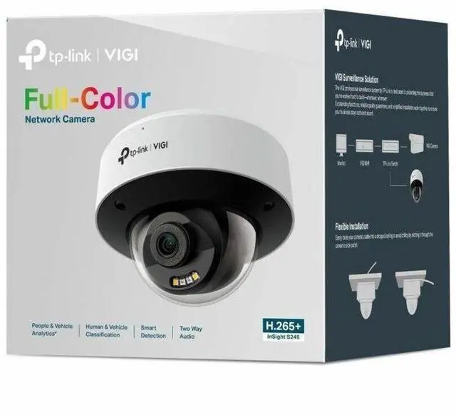 Alt view image 2 of 7 - VIGI InSight S245 4 Megapixel Network Camera - Color - Dome - 98.43 ft Infrared/Color Night Vision - H.265+, H.265, H.264, H.264+, H.264H, H.265M - 2688 x 1520 - 2.80 mm Fixed Lens - 30 fps - CMOS - F