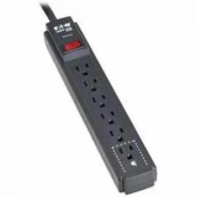 Main image of Eaton Tripp Lite Series Protect It! 6-Outlet Surge Protector - 5-15R Outlets, 600 Joules, 3 ft. (0.9 m) Cord, Black - Black - NEMA 5-15P - 6 x NEMA 5-15R - 1800 VA - 600 J - 120 V AC Input - 3 ft - Wa