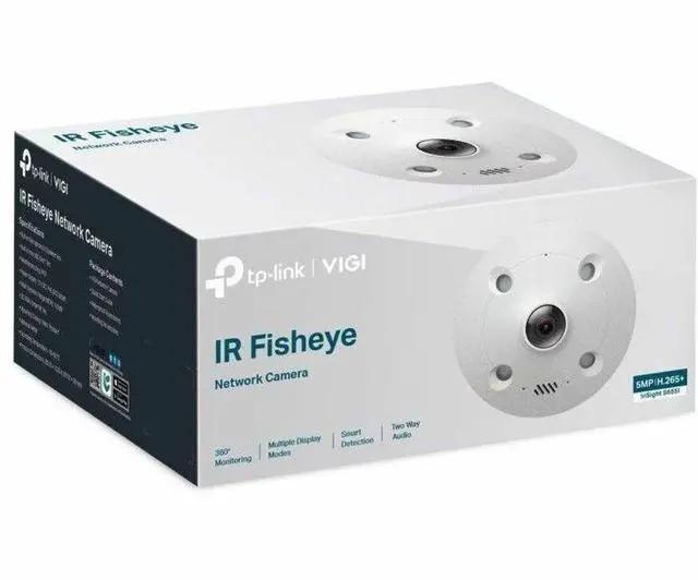 Alt view image 2 of 8 - TP-Link InSight S655I 5 Megapixel Indoor Network Camera - Color - Fisheye - 32.81 ft Infrared Night Vision - H.265+, H.265, H.264, H.264+, H.264H, H.265M - 2560 x 1920 - 1.44 mm Fixed Lens - 30 fps -