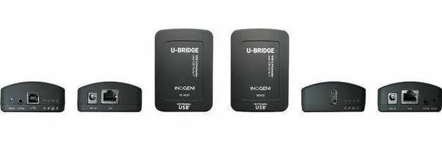 Main image of INOGENI Video Extender Transmitter/Receiver - 328.08 ft Range - 2 x Network (RJ-45) - 2 x USB - 4K - Category 5e, Category 6, Category 7 - Desktop PC, Camera, Microphone, Audio, Keyboard