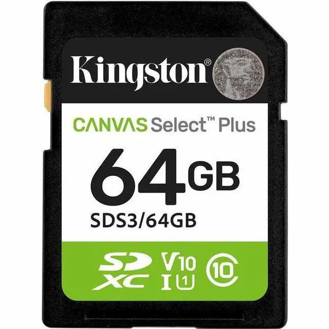 Main image of Kingston Canvas Select Plus 64 GB Class 10/UHS-I (U1) V10 SDXC - 100 MB/s Read