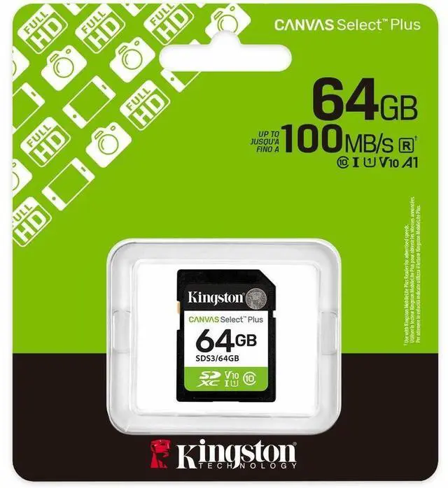 Alt view image 2 of 3 - Kingston Canvas Select Plus 64 GB Class 10/UHS-I (U1) V10 SDXC - 100 MB/s Read