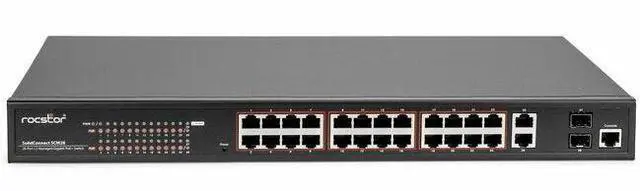 Alt view image 3 of 9 - Rocstor SolidConnect SCM28 24-Port PoE+ Gigabit L2 Managed Ethernet Switch -  360W Power Budget - 30W Per Port - 2 Layer Supported - Desktop/Rackmount, Metal Enclosure - IEEE 802.3af/at Y10S011-B1