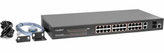 Alt view image 5 of 9 - Rocstor SolidConnect SCM28 24-Port PoE+ Gigabit L2 Managed Ethernet Switch -  360W Power Budget - 30W Per Port - 2 Layer Supported - Desktop/Rackmount, Metal Enclosure - IEEE 802.3af/at Y10S011-B1
