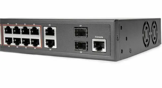 Alt view image 9 of 9 - Rocstor SolidConnect SCM28 24-Port PoE+ Gigabit L2 Managed Ethernet Switch -  360W Power Budget - 30W Per Port - 2 Layer Supported - Desktop/Rackmount, Metal Enclosure - IEEE 802.3af/at Y10S011-B1