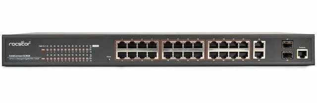 Alt view image 8 of 9 - Rocstor SolidConnect SCM28 24-Port PoE+ Gigabit L2 Managed Ethernet Switch -  360W Power Budget - 30W Per Port - 2 Layer Supported - Desktop/Rackmount, Metal Enclosure - IEEE 802.3af/at Y10S011-B1