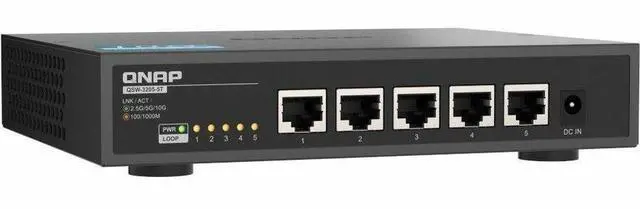 Alt view image 4 of 7 - QNAP QSW-3205-5T Ethernet Switch - 5 Ports - 10 Gigabit Ethernet - 10GBase-T - 2 Layer Supported - 36 W Power Consumption - Twisted Pair - Desktop, Compact - 2 Year Limited Warranty