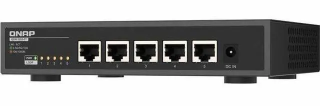 Main image of QNAP QSW-3205-5T Ethernet Switch - 5 Ports - 10 Gigabit Ethernet - 10GBase-T - 2 Layer Supported - 36 W Power Consumption - Twisted Pair - Desktop, Compact - 2 Year Limited Warranty