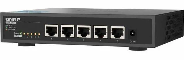 Alt view image 7 of 7 - QNAP QSW-3205-5T Ethernet Switch - 5 Ports - 10 Gigabit Ethernet - 10GBase-T - 2 Layer Supported - 36 W Power Consumption - Twisted Pair - Desktop, Compact - 2 Year Limited Warranty