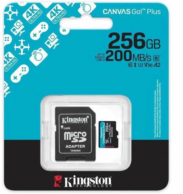 Alt view image 7 of 8 - Kingston Canvas Go! Plus 256 GB Class 10/UHS-I U3 V30 microSDXC SDCG4256GB