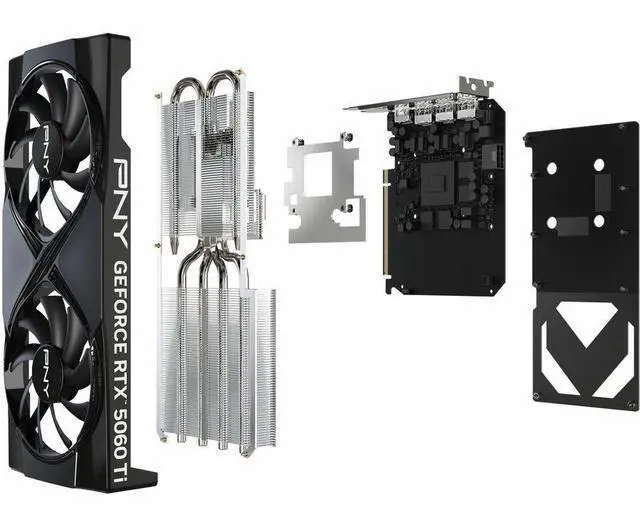 Alt view image 7 of 11 - PNY GeForce RTX 5060 Ti 16GB Dual Fan GPU - NVIDIA Blackwell Architecture, 16 GB GDDR7, 2572 MHz Boost Clock, 448 GB/s Memory Bandwidth, 128-bit Memory Interface, 180W Max Power Consumption