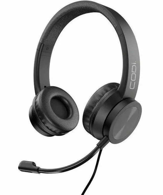 Main image of CODi Voice-Isolating USB-A Headset with Boom Microphone - Stereo - USB Type A - Wired - Over-the-head, On-ear - Binaural - Supra-aural - 5 ft Cable - Noise Canceling