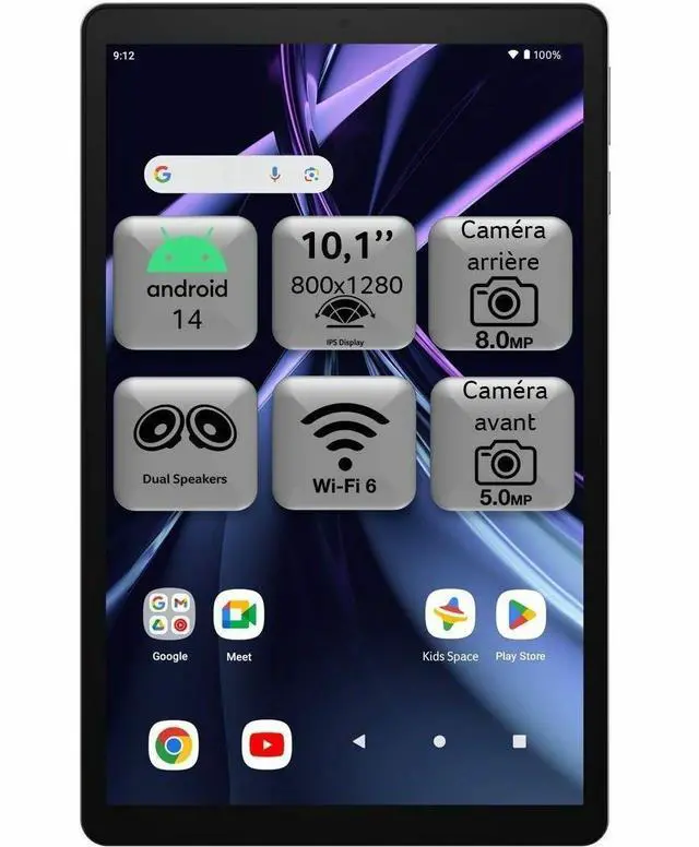 Alt view image 3 of 3 - Acer Iconia Tab A10 A10-21 A10-21-A0T7 Tablet - 10.1" WXGA - Allwinner - 4 GB - 128 GB Storage - Android 14 - Silver - Octa-core (8 Core) A523 1.80 GHz - 1280 x 800 - In-plane Switching (IPS) Tec