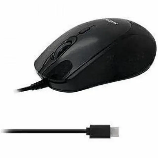 Main image of Macally Compact Mouse - Optical - Cable - Black - USB Type C - 2800 dpi - Scroll Wheel - 3 Button(s) - Symmetrical