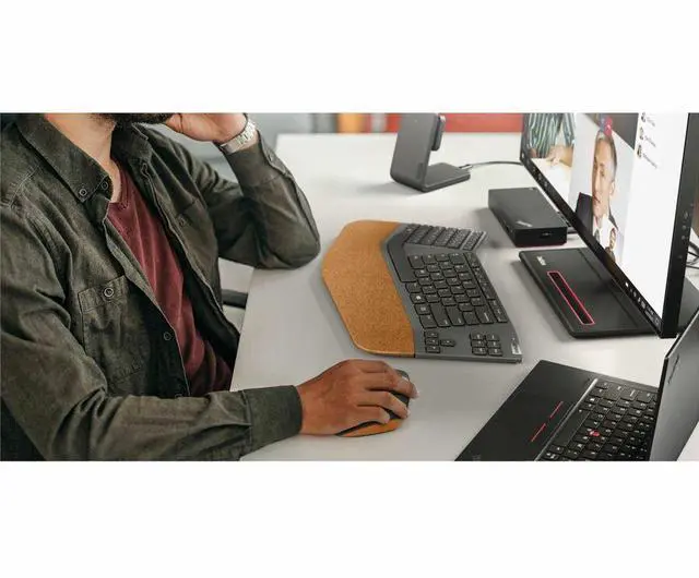 Alt view image 5 of 9 - Lenovo Go Wireless Split Keyboard AI - US English - Wireless Connectivity - RF - 2.40 GHz - USB Type A Interface - 88 Key(s) - CoPilot Hot Key(s) - Windows 10, Windows 11 - English (US) - PC - Scissor