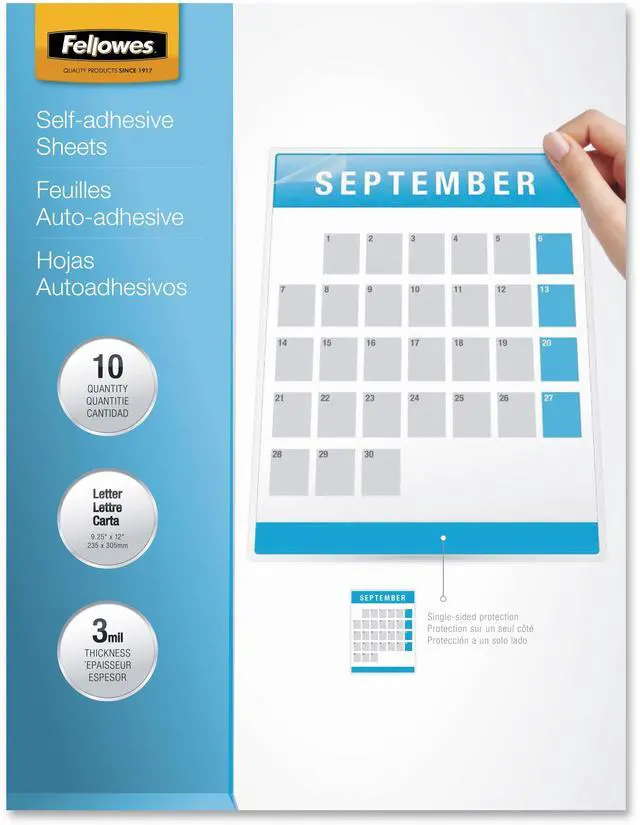Alt view image 12 of 13 - Fellowes Self-Adhesive Laminating Sheets 9" x 12" 10/Pack (5221501) 719627