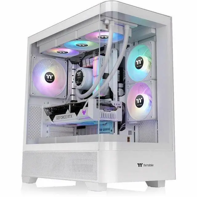 Alt view image 10 of 14 - Thermaltake View 290; Mid Tower; 3x120mm ARGB Lite Fans Included; 360mm Radiator Support; 450mm GPU Clearance; Hidden Connector Support; Rotatable PCIe Slots; 200mm PSU Clearance; Snow; Ca-11G-00M6WN-00