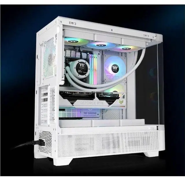 Alt view image 12 of 14 - Thermaltake View 290; Mid Tower; 3x120mm ARGB Lite Fans Included; 360mm Radiator Support; 450mm GPU Clearance; Hidden Connector Support; Rotatable PCIe Slots; 200mm PSU Clearance; Snow; Ca-11G-00M6WN-00