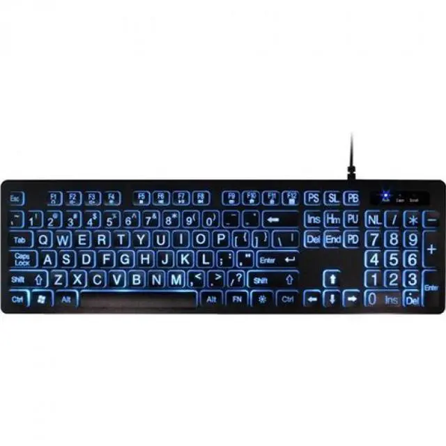 Alt view image 4 of 8 - aluratek large print tri-color usb led backlit illuminated keyboard (akbled01fs)
