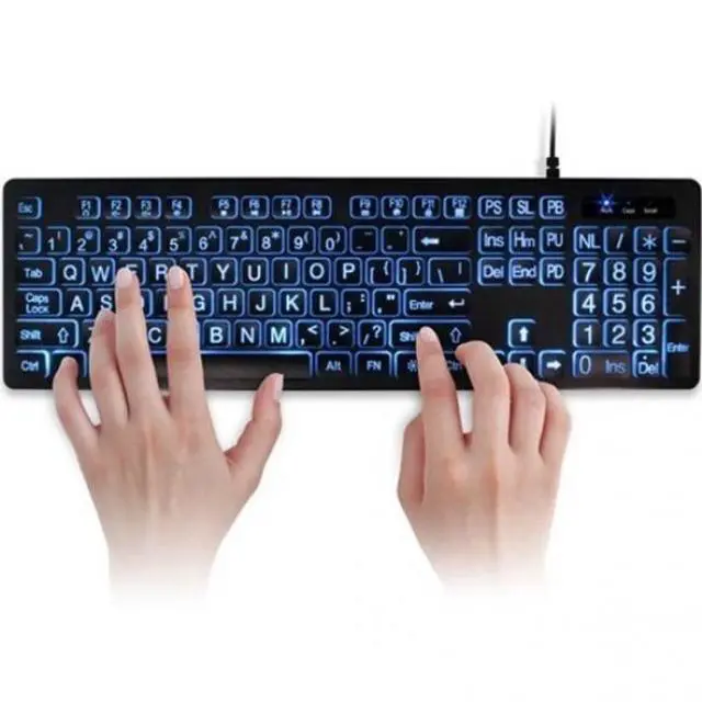 Alt view image 8 of 8 - aluratek large print tri-color usb led backlit illuminated keyboard (akbled01fs)