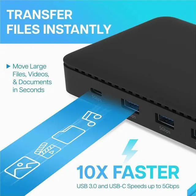 Alt view image 7 of 7 - VisionTek VT4600DL Universal Dual 4K Docking Station 100W Charging (USB-A, USB-C) - for Notebook, Laptop, Desktop, Monitor, Mobile Device - Charging Capability - 100 W - USB Type C, USB Type A - 2 Dis