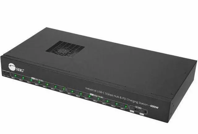 Main image of SIIG 16-port Industrial 600W USB-C PD Charging Station with 5Gbps USB Hub - SIIG Industrial Grade PD Charging Station with USB-C 5Gbps Hub - 600W - Adds 16 USB-C Charging Ports - 2-port 100W for Host