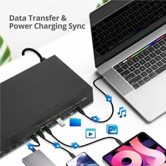 Alt view image 3 of 7 - SIIG 16-port Industrial 600W USB-C PD Charging Station with 5Gbps USB Hub - SIIG Industrial Grade PD Charging Station with USB-C 5Gbps Hub - 600W - Adds 16 USB-C Charging Ports - 2-port 100W for Host