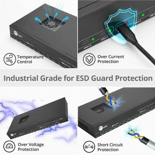 Alt view image 4 of 7 - SIIG 16-port Industrial 600W USB-C PD Charging Station with 5Gbps USB Hub - SIIG Industrial Grade PD Charging Station with USB-C 5Gbps Hub - 600W - Adds 16 USB-C Charging Ports - 2-port 100W for Host