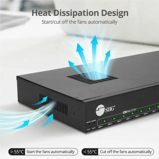 Alt view image 5 of 7 - SIIG 16-port Industrial 600W USB-C PD Charging Station with 5Gbps USB Hub - SIIG Industrial Grade PD Charging Station with USB-C 5Gbps Hub - 600W - Adds 16 USB-C Charging Ports - 2-port 100W for Host