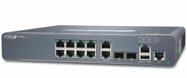 Alt view image 3 of 6 - Juniper EX4000-8P Ethernet Switch - 8 Ports - Manageable - Gigabit Ethernet, 10 Gigabit Ethernet - 1000Base-T, 10GBase-X - 4 Layer Supported - Modular - 30 W Power Consumption - 120 W PoE Budget