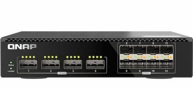 Main image of QNAP QSW-M7308R-4X Ethernet Switch - Manageable - 25 Gigabit Ethernet, 100 Gigabit Ethernet - 25GBase-X, 100GBase-X - 2 Layer Supported - 100 W Power Consumption - Optical Fiber - 1U - Rack-mountable