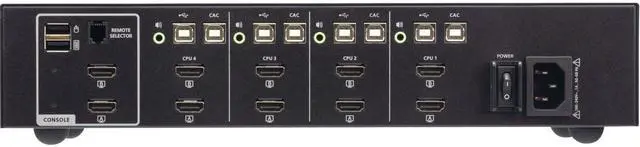 Alt view image 2 of 2 - ATEN 4-Port USB HDMI Dual Display Secure KVM Switch with CAC (PSD PP v4.0 Compliant) - 4 Computer(s) - 1 Local User(s) - 3840 x 2160 - 50 Hz, 60 Hz - 11 x USB - 10 x DisplayPort - Desktop