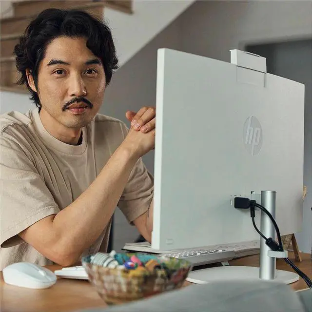 Alt view image 9 of 20 - HP 24CR0410 23.8 inch All-in-One Desktop - AMD Athlon Silver 7120U - AMD Radeon Graphics - 8GB/256GB - Windows 11 Home