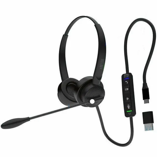 Main image of Adesso Xtream P4T-TAA Headset with Push to talk, Volume +/-, Answer/End Call Controls - Stereo - USB Type C, USB Type A - Wired - 30 Ohm - 20 Hz to 20 kHz - Over-the-head, Over-the-ear - Binaural - Su