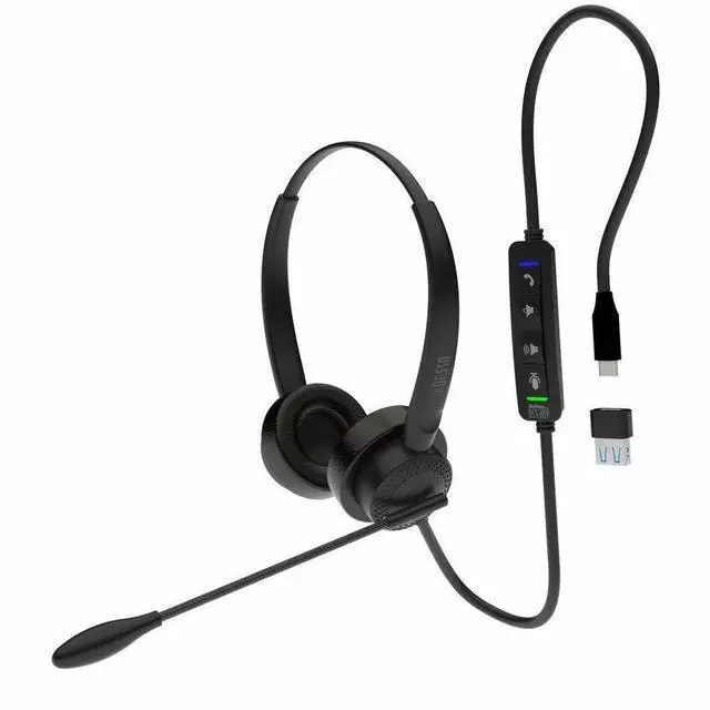 Alt view image 4 of 7 - Adesso Xtream P4T-TAA Headset with Push to talk, Volume +/-, Answer/End Call Controls - Stereo - USB Type C, USB Type A - Wired - 30 Ohm - 20 Hz to 20 kHz - Over-the-head, Over-the-ear - Binaural - Su