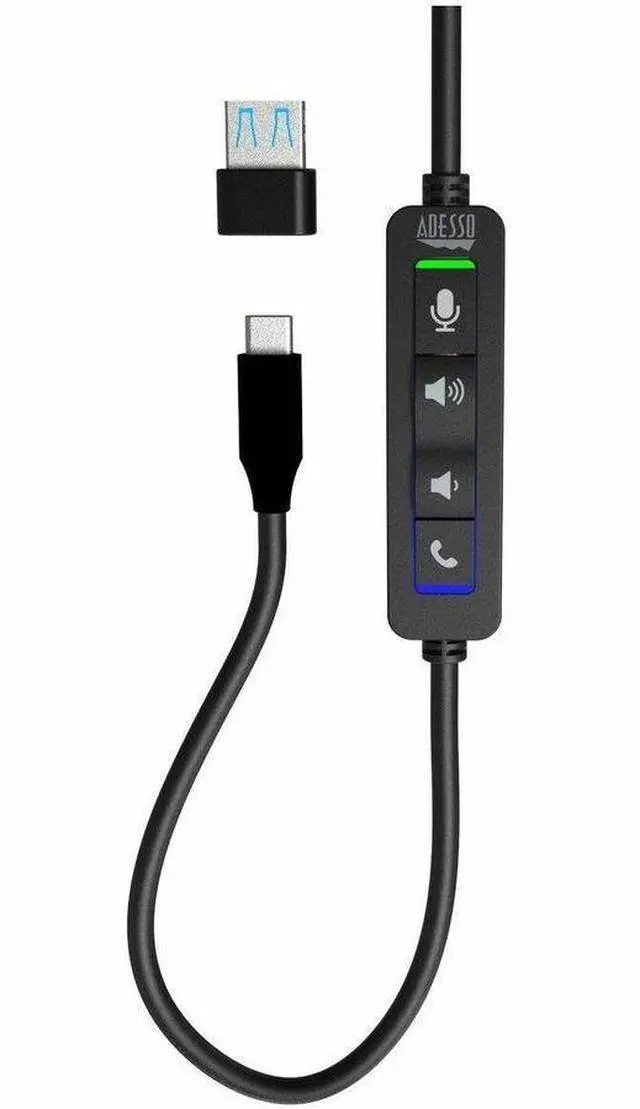 Alt view image 7 of 7 - Adesso Xtream P4T-TAA Headset with Push to talk, Volume +/-, Answer/End Call Controls - Stereo - USB Type C, USB Type A - Wired - 30 Ohm - 20 Hz to 20 kHz - Over-the-head, Over-the-ear - Binaural - Su