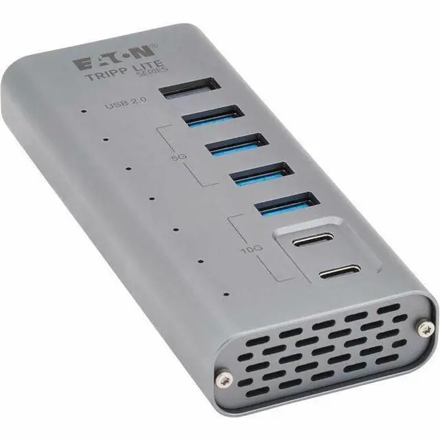 Main image of Eaton Tripp Lite Series 7-Port USB-C Hub - USB 3.2 Gen 1 and USB 3.2 Gen 2, 5 USB-A and 2 USB-C Ports, Gray - USB Type C - 640 MB/s, 1.25 GB/s - Desktop, Smartphone, Tablet, Notebook, Headset, Microph