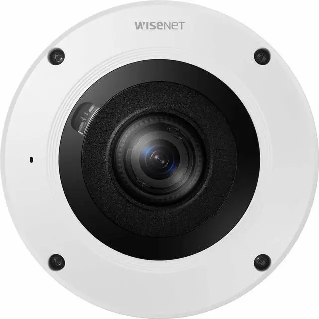Alt view image 7 of 9 - Hanwha Techwin XNF-9013RV 12MP WiseIR Extreme WDR Outdoor Network H.265 PoE+ AI Fisheye Camera with 1.08mm Fixed Focal Lens, Aluminum, White Color