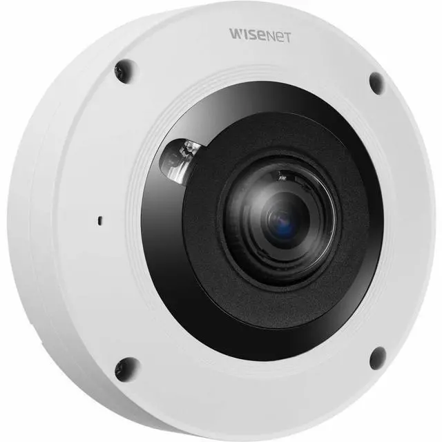 Alt view image 8 of 9 - Hanwha Techwin XNF-9013RV 12MP WiseIR Extreme WDR Outdoor Network H.265 PoE+ AI Fisheye Camera with 1.08mm Fixed Focal Lens, Aluminum, White Color