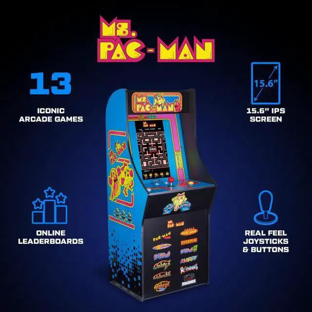 Alt view image 4 of 6 - Arcade1up Ms. PAC-MAN Classic SE Arcade Game - WiFi Leaderboards to challenge the world! - 13 Classic Video Games - 15.6? IPS Color Monitor - Dual Speakers for crisp arcade sound