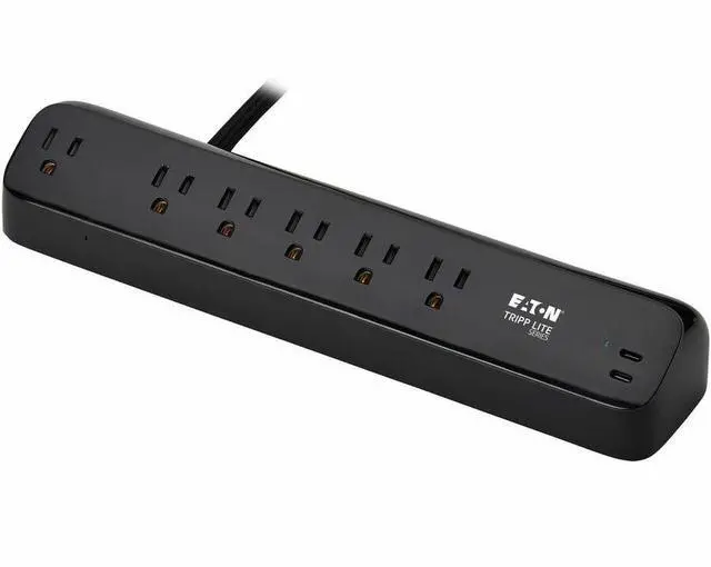 Alt view image 7 of 7 - Eaton Tripp Lite Series Protect It! 6-Outlet Surge Protector with 2 USB-C Ports - 5-15R Outlets, 900 Joules, 30W PD Charging, Desk Clamp, 10 ft. (3 m) Braided Cord, Black - Black - NEMA 5-15P - 2 x US
